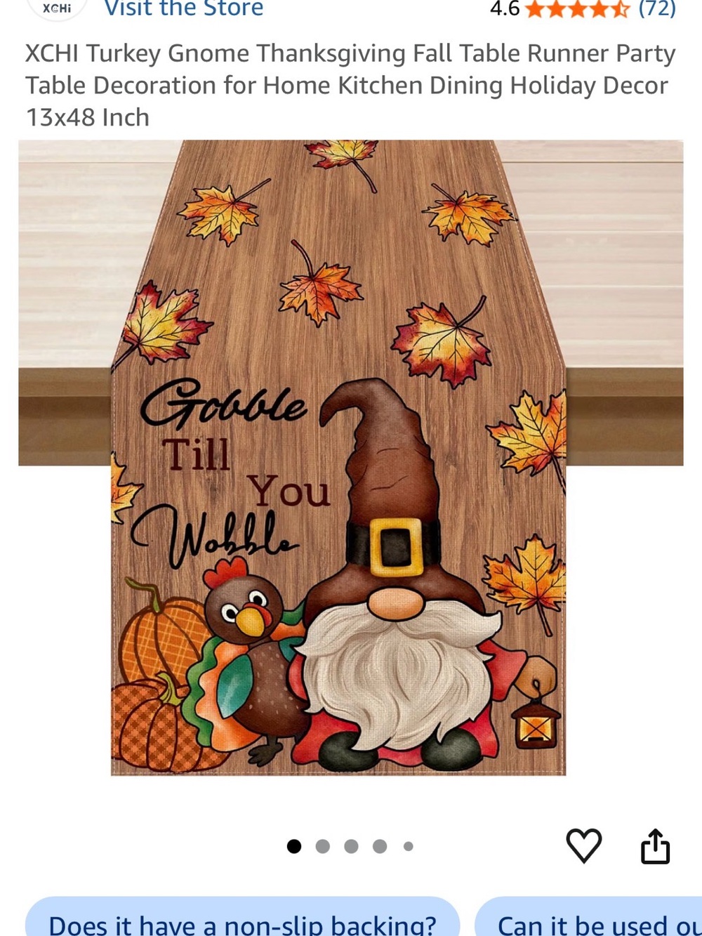 Amazon Brand new Thanksgiving Gnome table runner